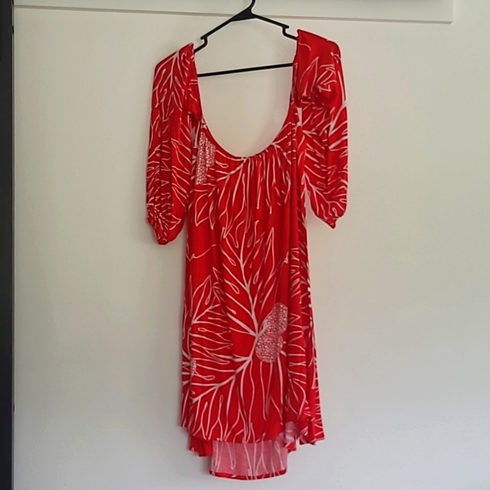 Red Simply Sisters off-shoulder dress